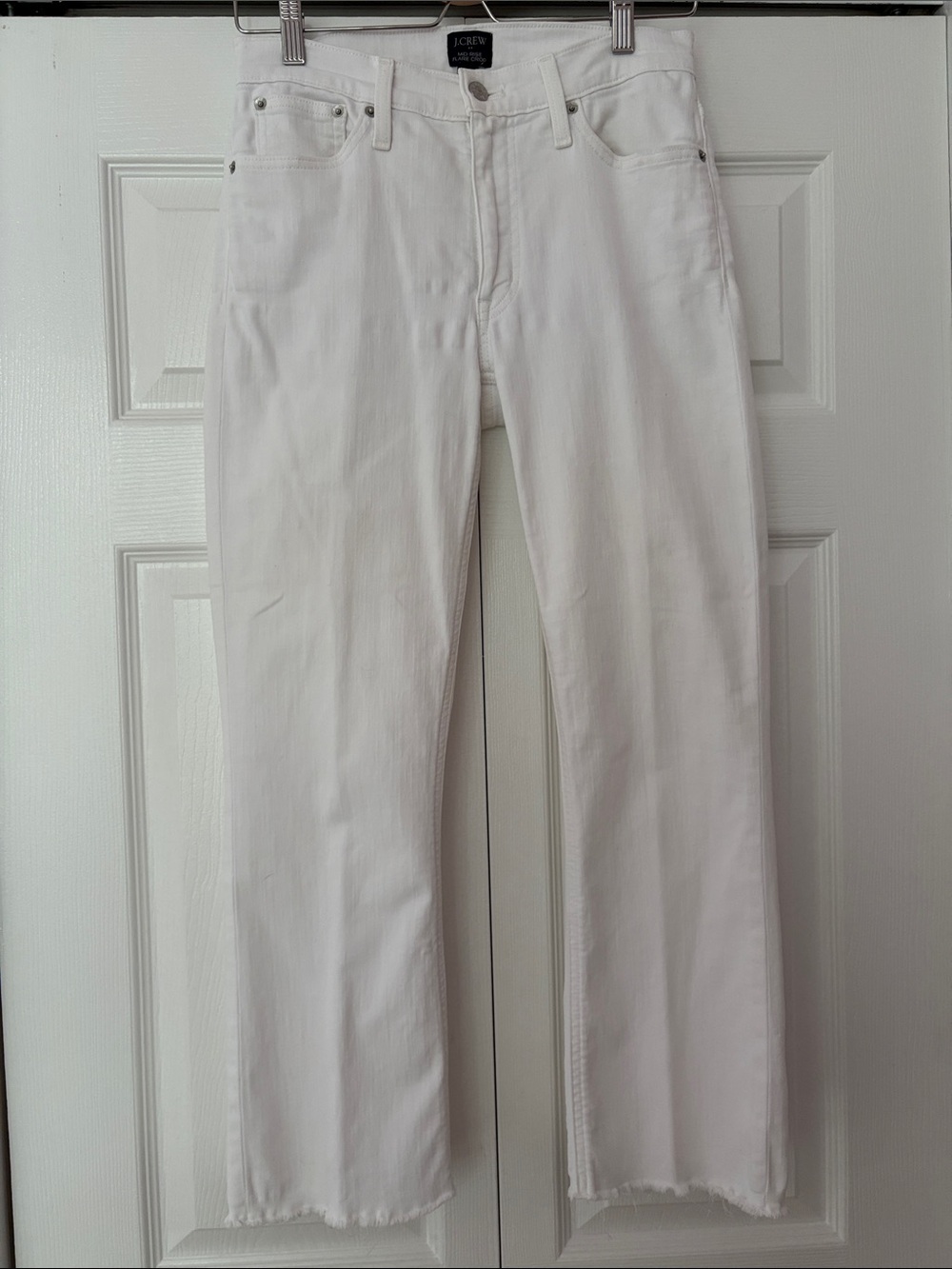 J. Crew White Raw-Hem Straight Jeans